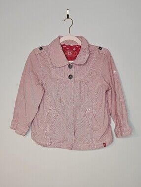 edc Cropped Striped Naval Sailor Style Jacket Cotton Size Small Red White